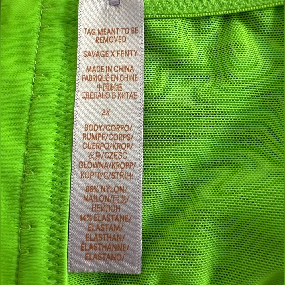 NWT Savage X Fenty All Over Me Lace Bandeau Bracelet 2X Neon Green Tiger Stretch - Picture 5 of 6